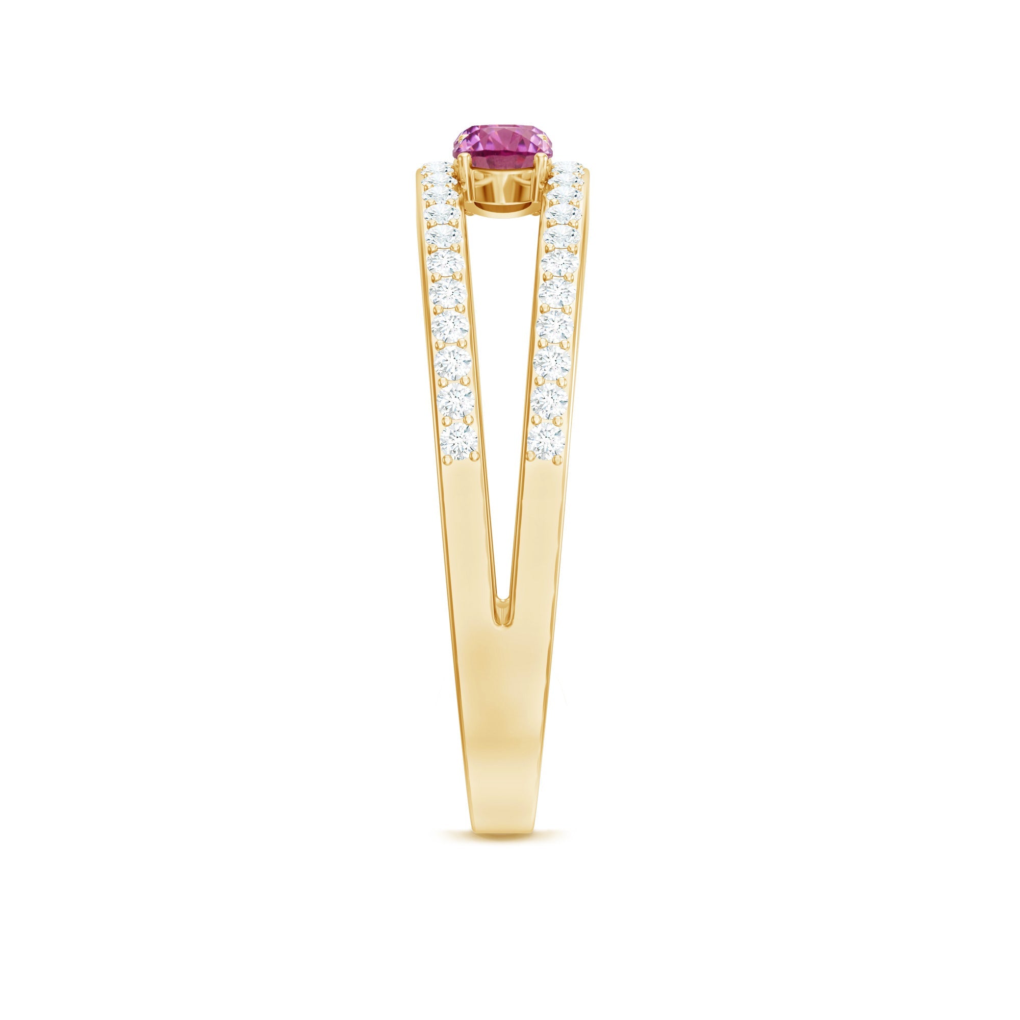 Pink Tourmaline and Diamond Anniversary Ring in Split Shank