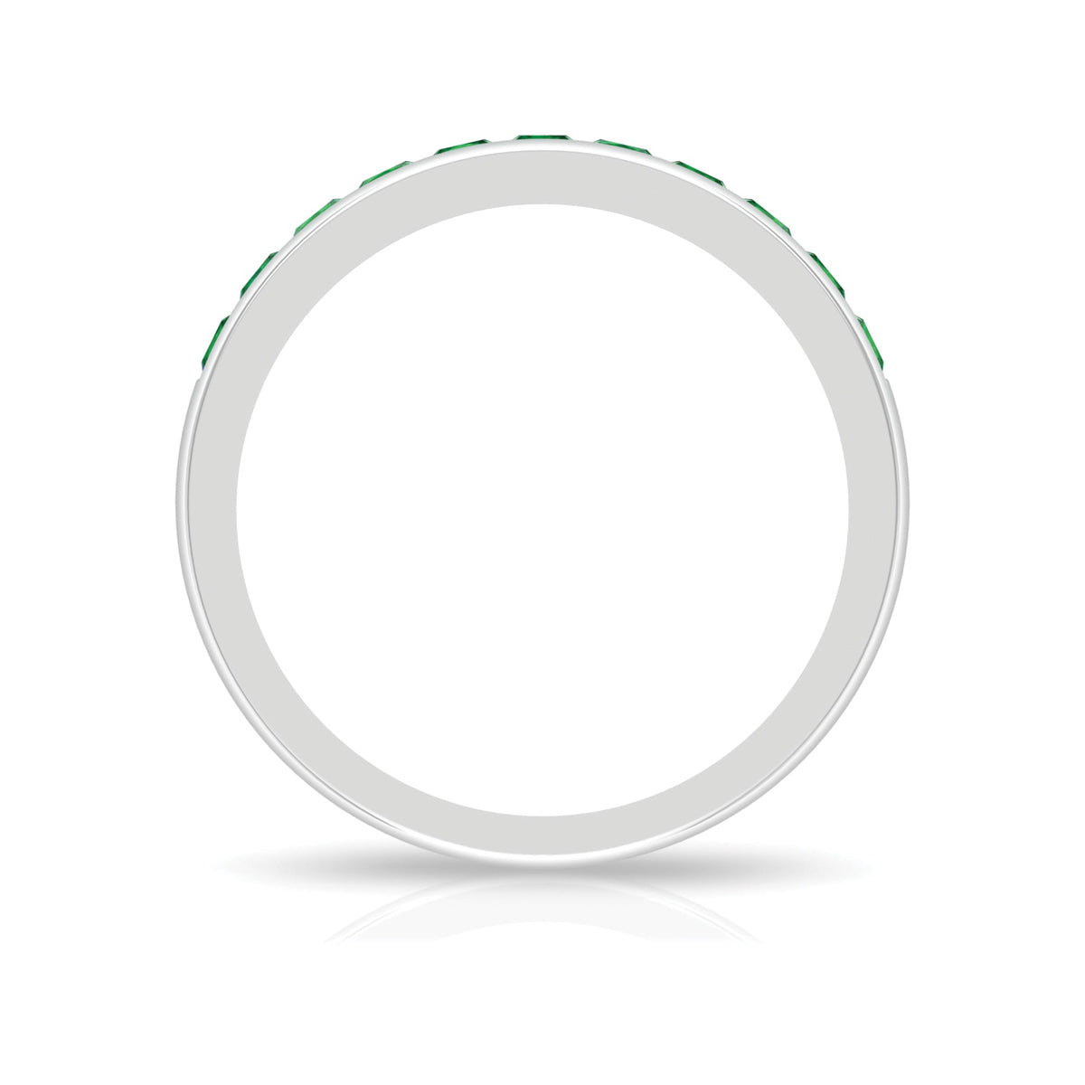 Channel Set Princess Cut Lab Grown Emerald Half Eternity Band with Certificate