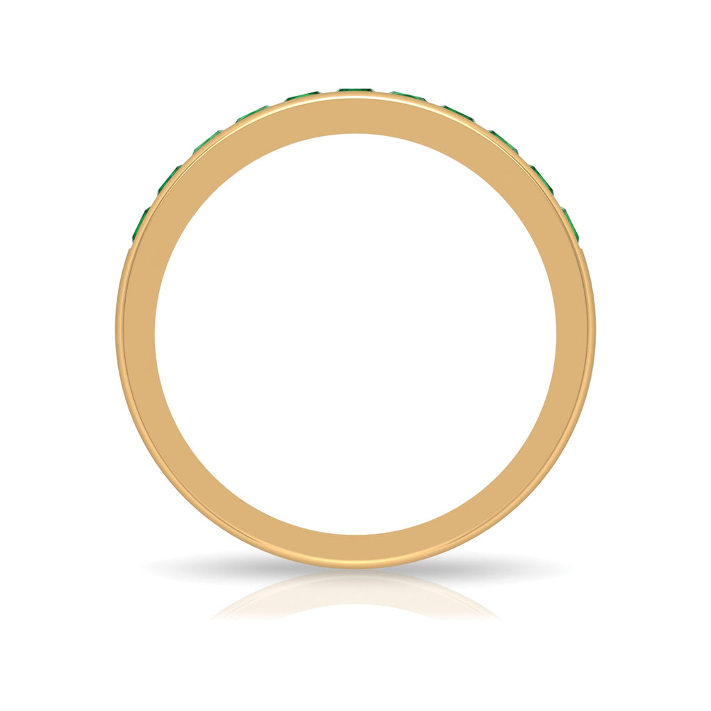 Channel Set Princess Cut Lab Grown Emerald Half Eternity Band with Certificate