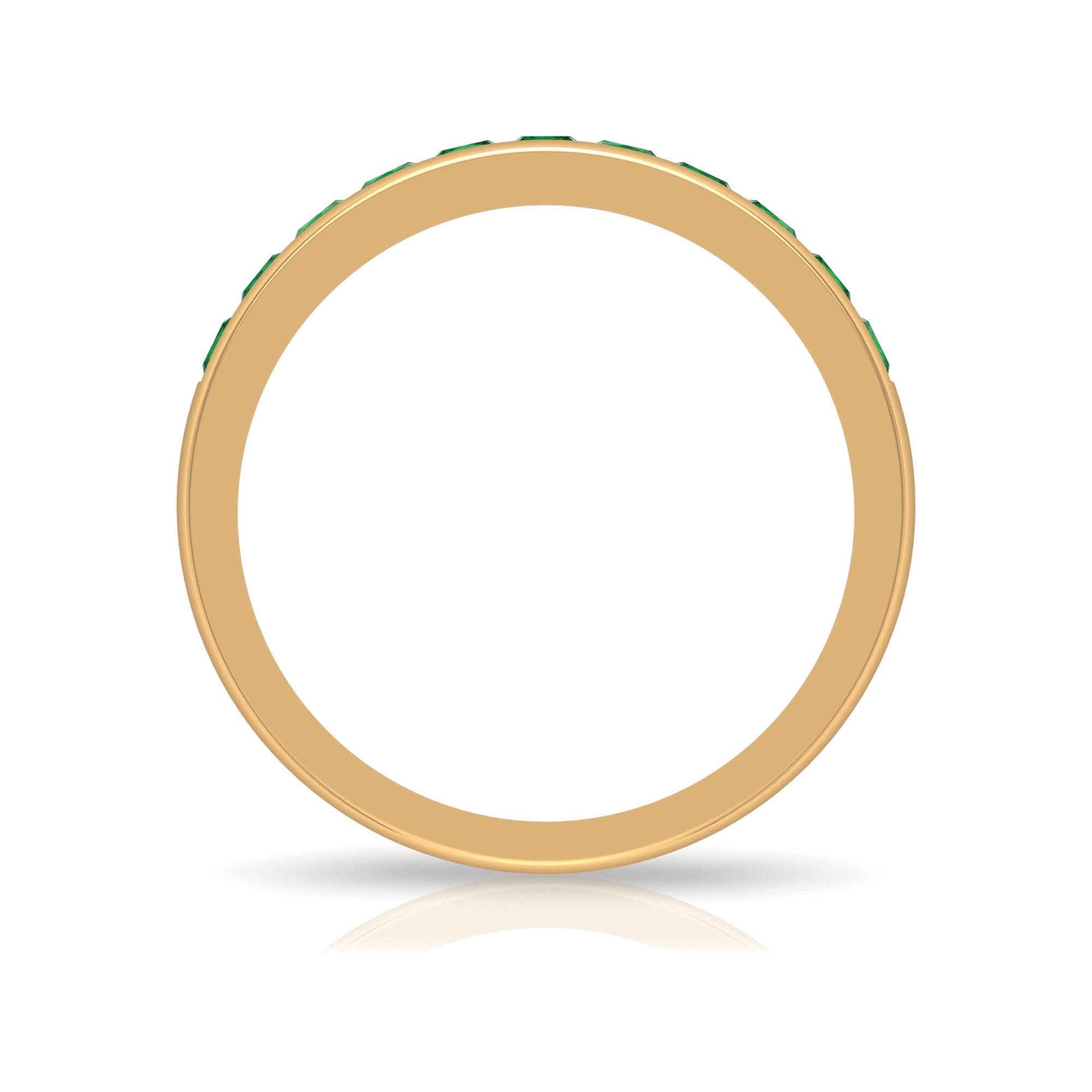Channel Set Princess Cut Lab Grown Emerald Half Eternity Band with Certificate