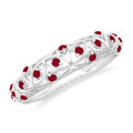 Natural Ruby Filigree Band Ring for Anniversary
