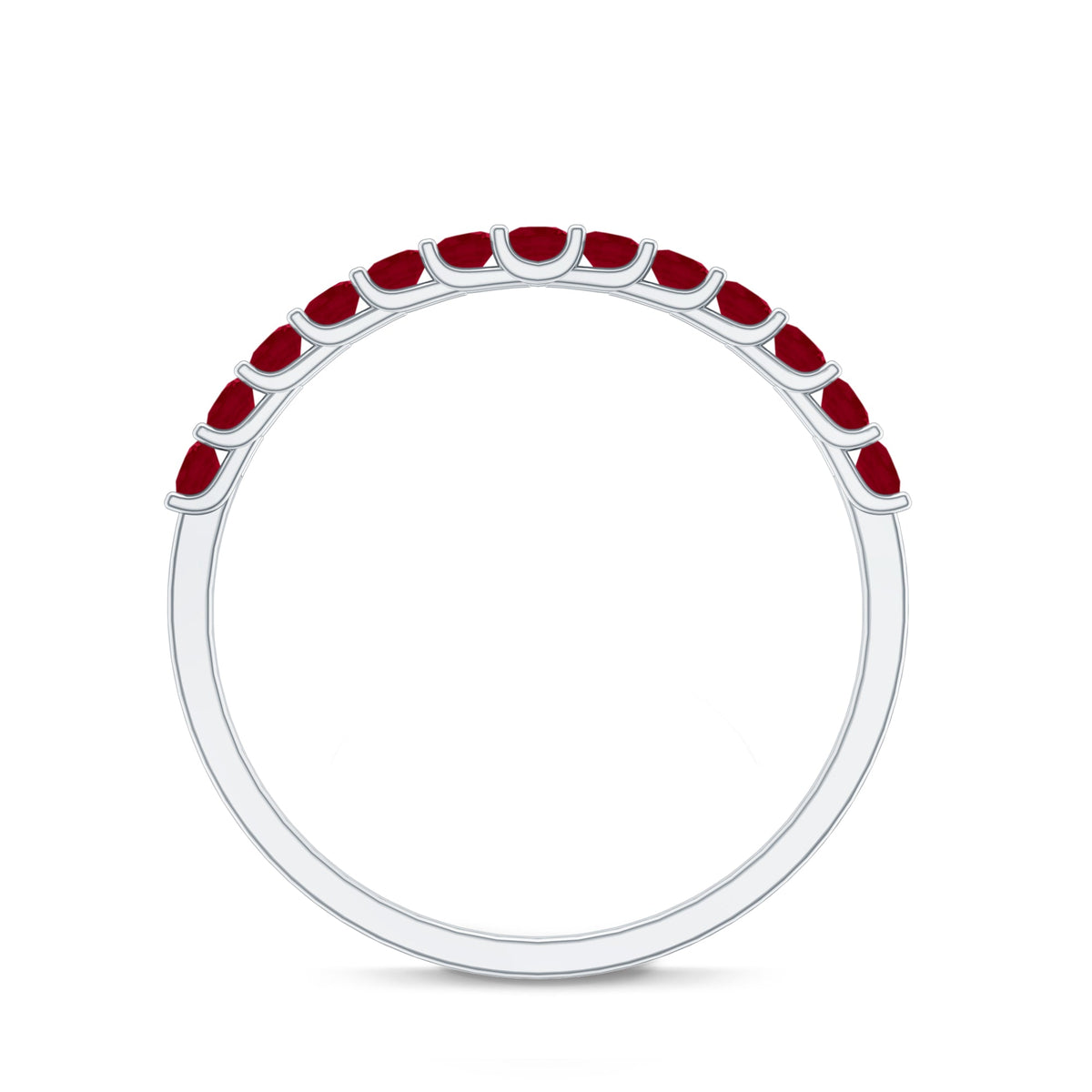 Genuine Ruby Half Eternity Stackable Ring for Women