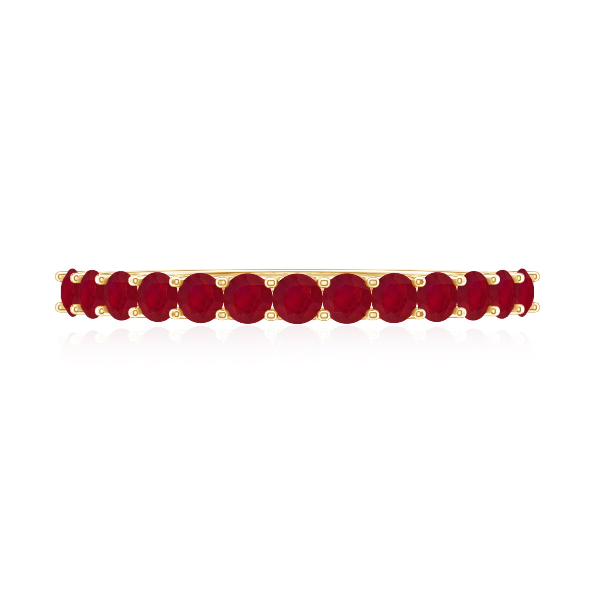 Genuine Ruby Half Eternity Stackable Ring for Women