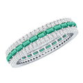 Baguette Cut Lab Grown Emerald and Moissanite Wedding Band