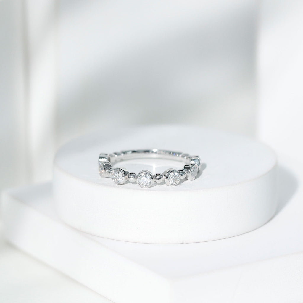 Bezel Set Moissanite Stackable Anniversary Band Ring
