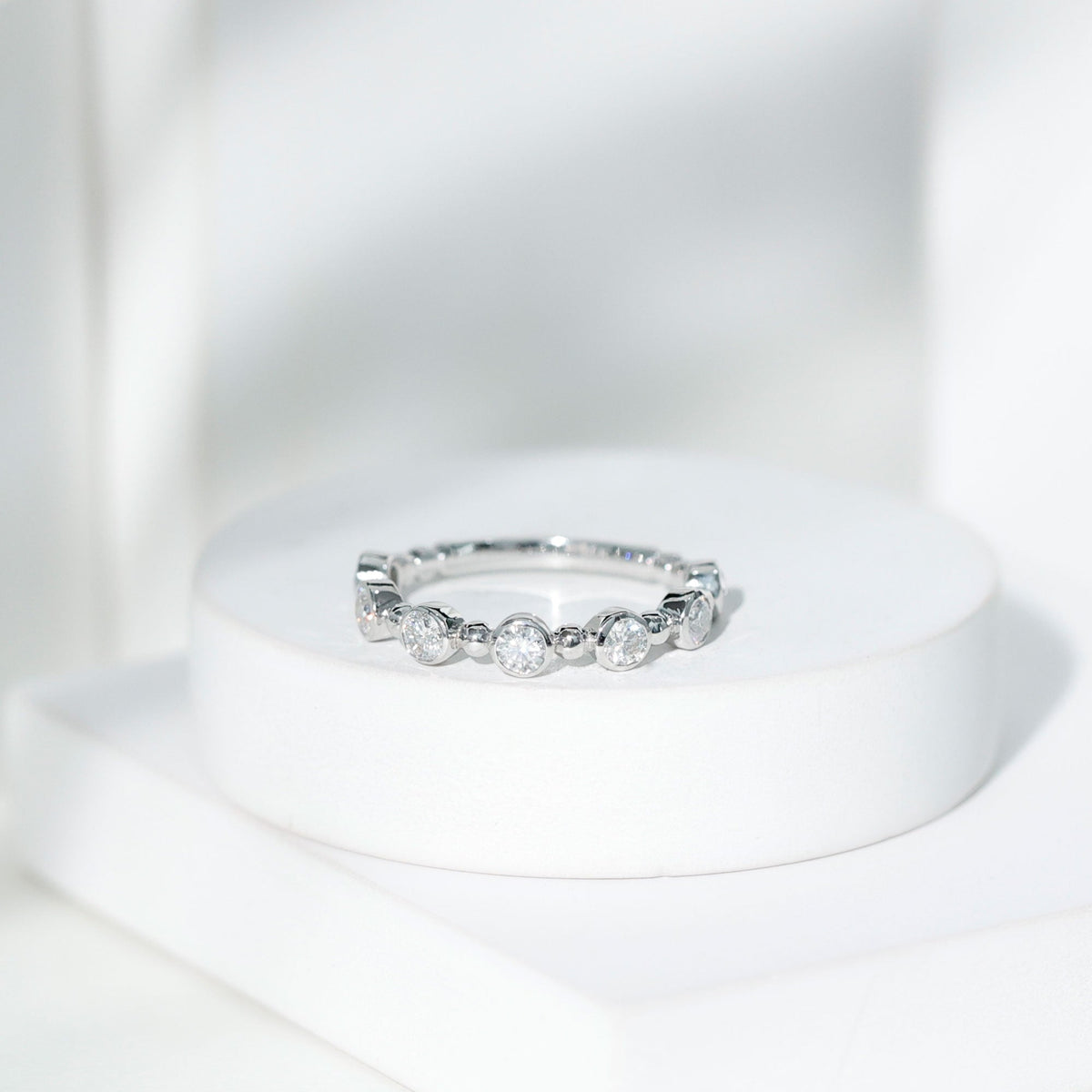 Bezel Set Moissanite Stackable Anniversary Band Ring