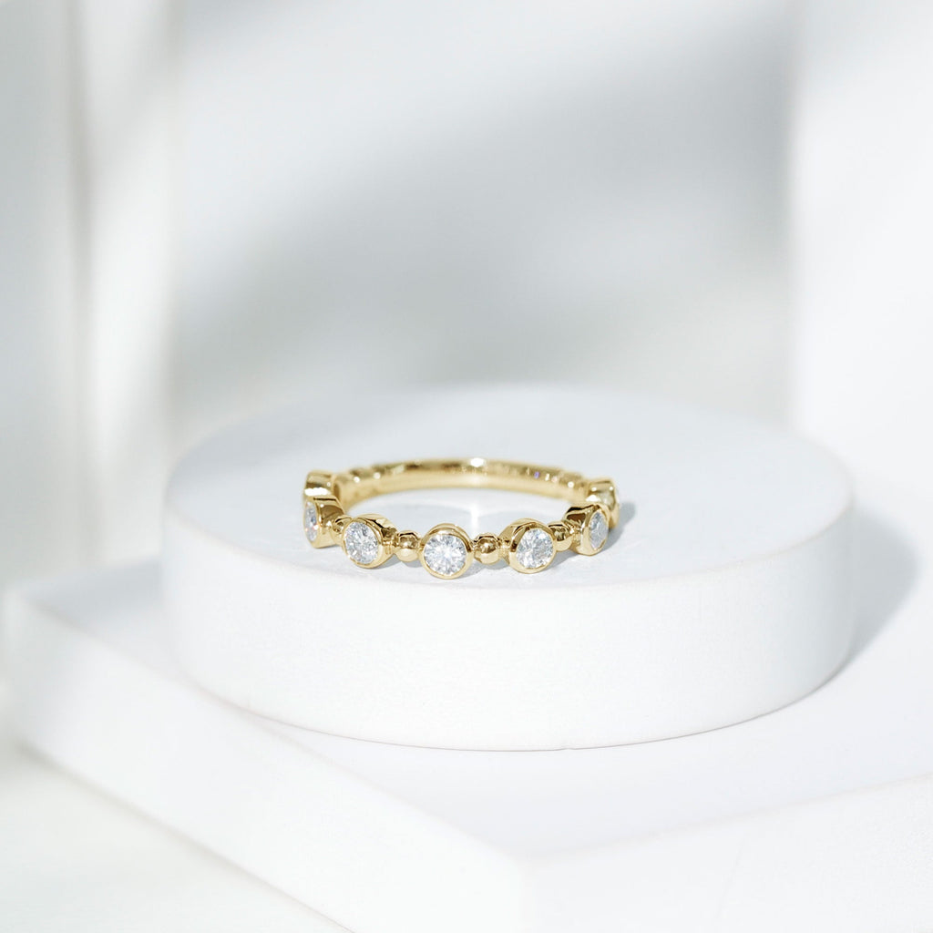 Bezel Set Moissanite Stackable Anniversary Band Ring