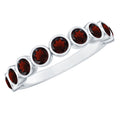 Certified Real Garnet Half Eternity Ring in Bezel Setting