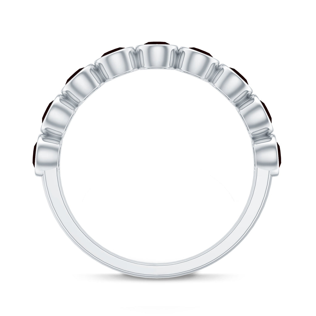 Certified Real Garnet Half Eternity Ring in Bezel Setting