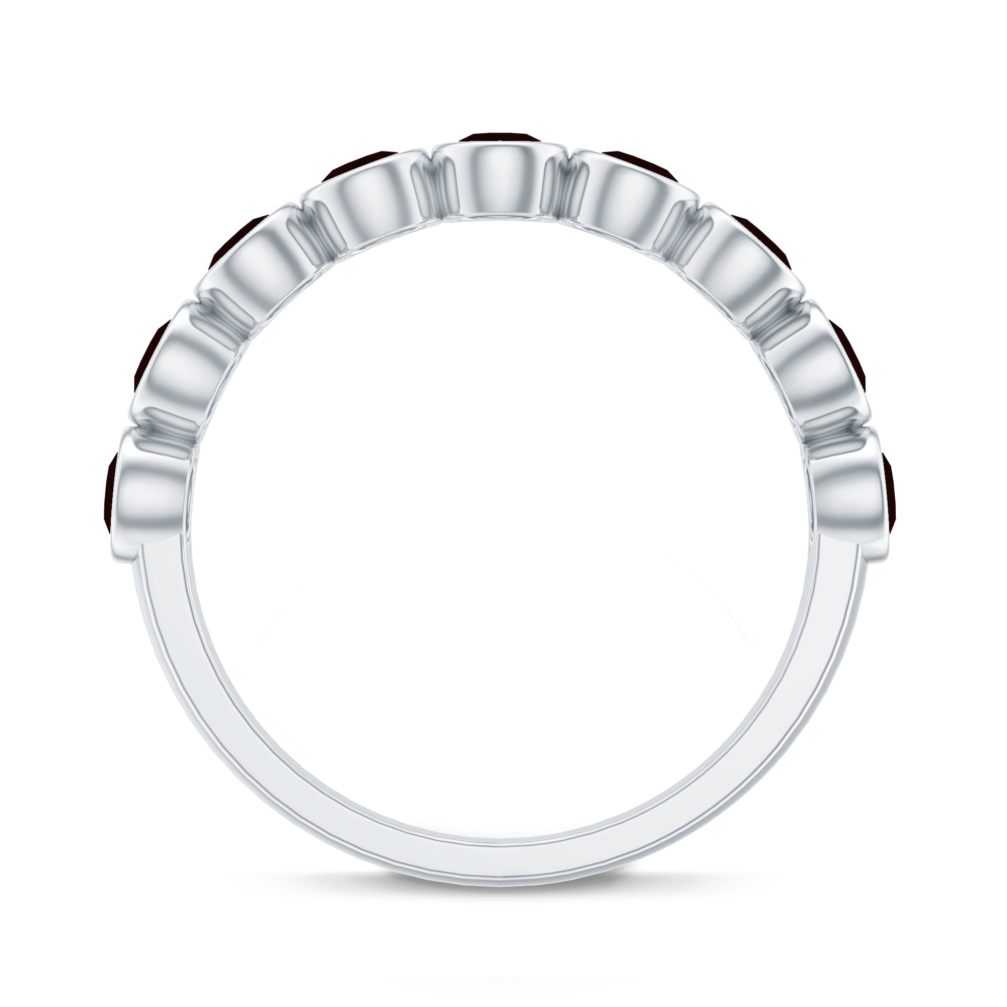 Certified Real Garnet Half Eternity Ring in Bezel Setting