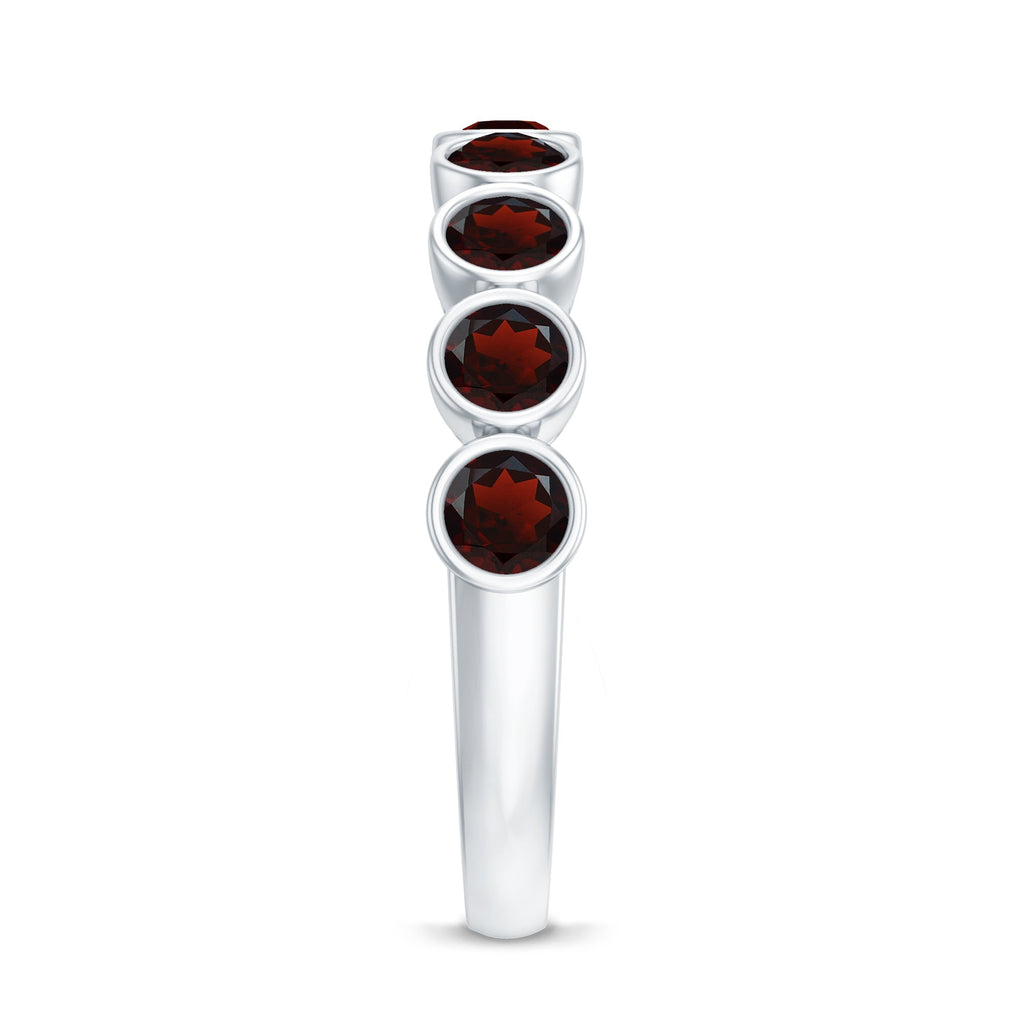 Certified Real Garnet Half Eternity Ring in Bezel Setting