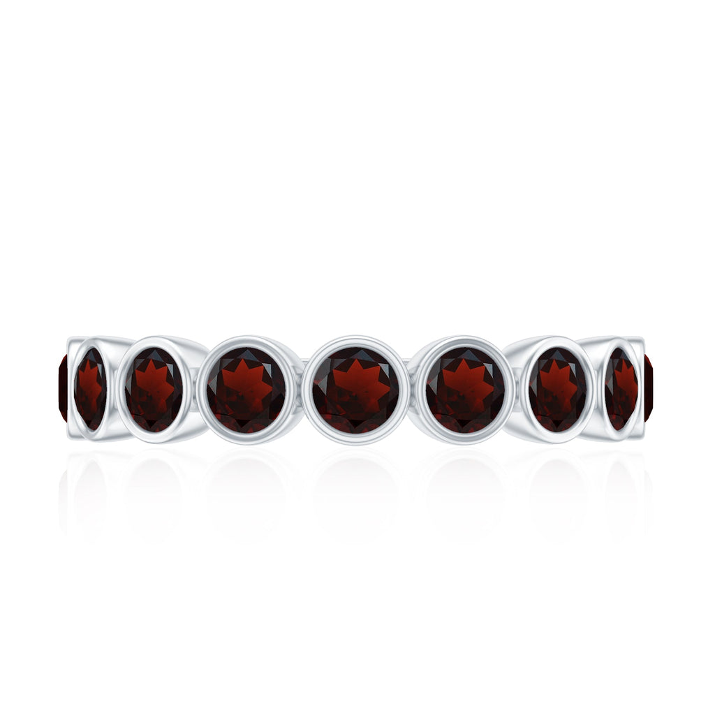 Certified Real Garnet Half Eternity Ring in Bezel Setting