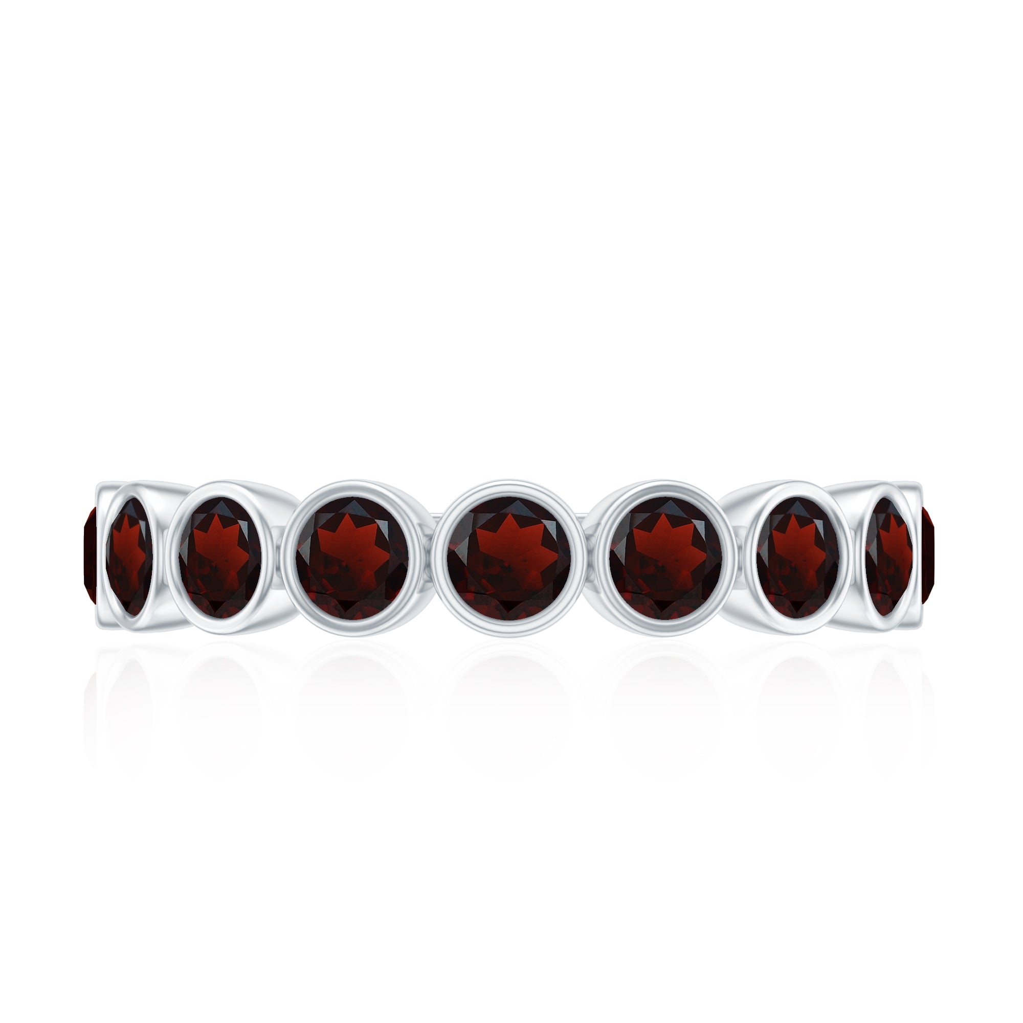 Certified Real Garnet Half Eternity Ring in Bezel Setting