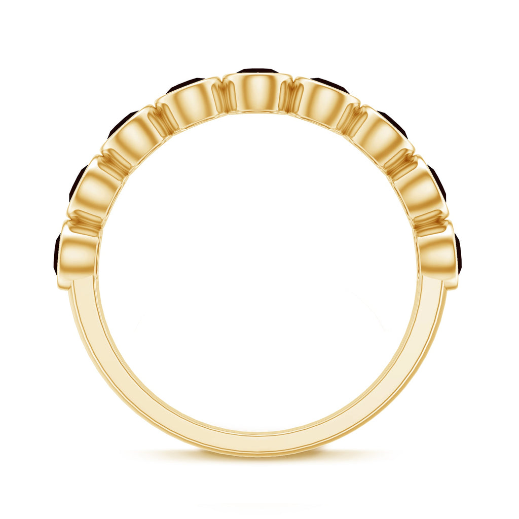 Certified Real Garnet Half Eternity Ring in Bezel Setting