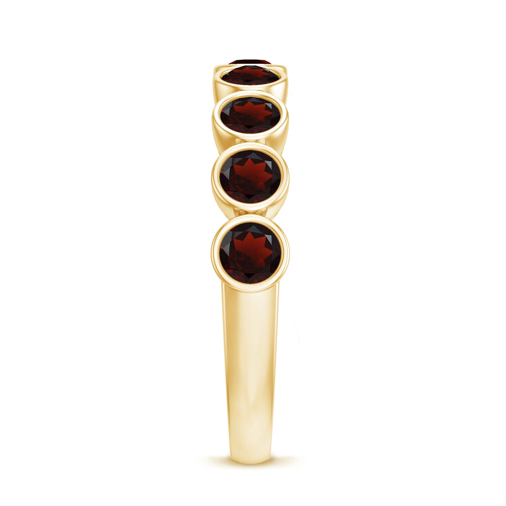 Certified Real Garnet Half Eternity Ring in Bezel Setting