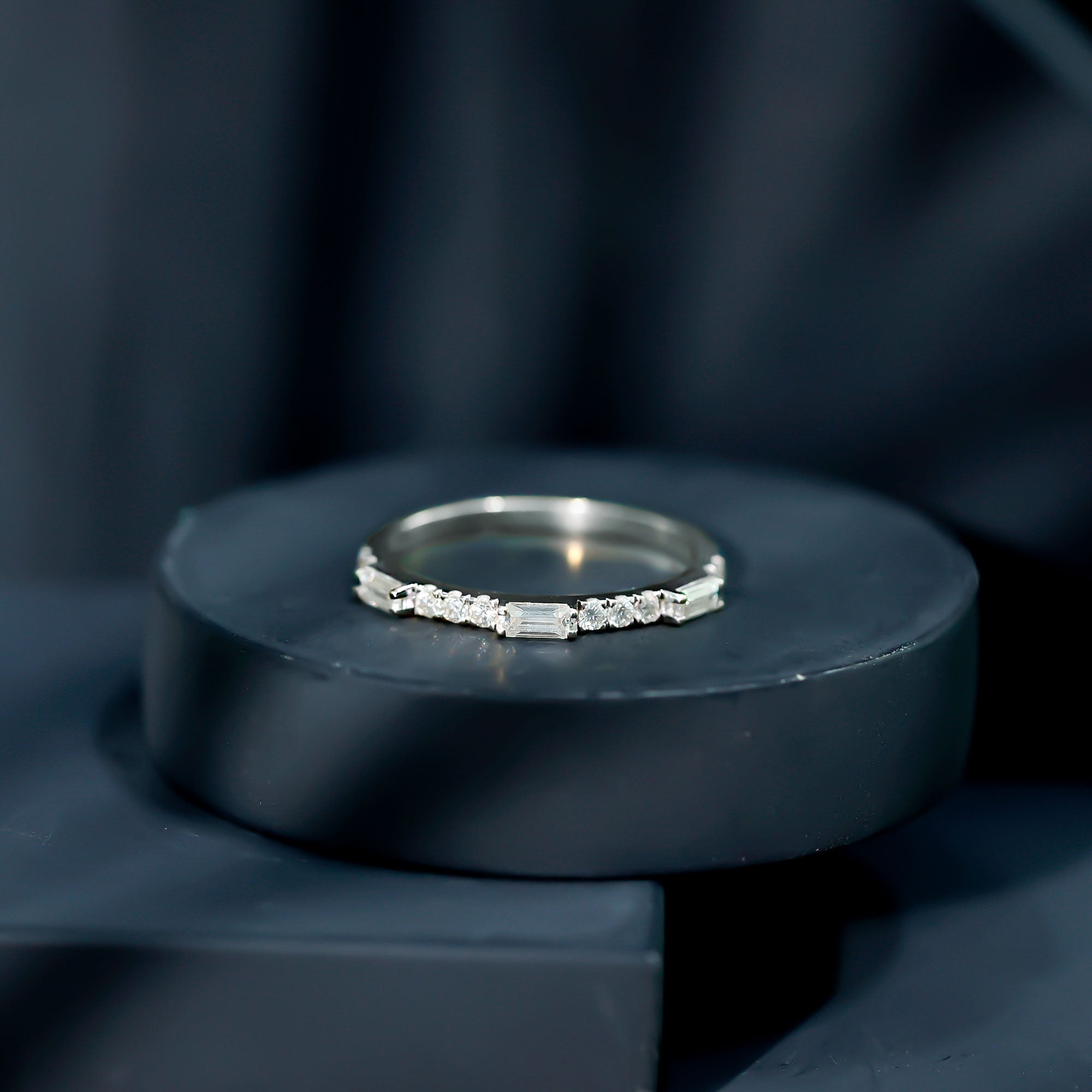 Baguette Moissanite Minimalist Stackable Eternity Ring