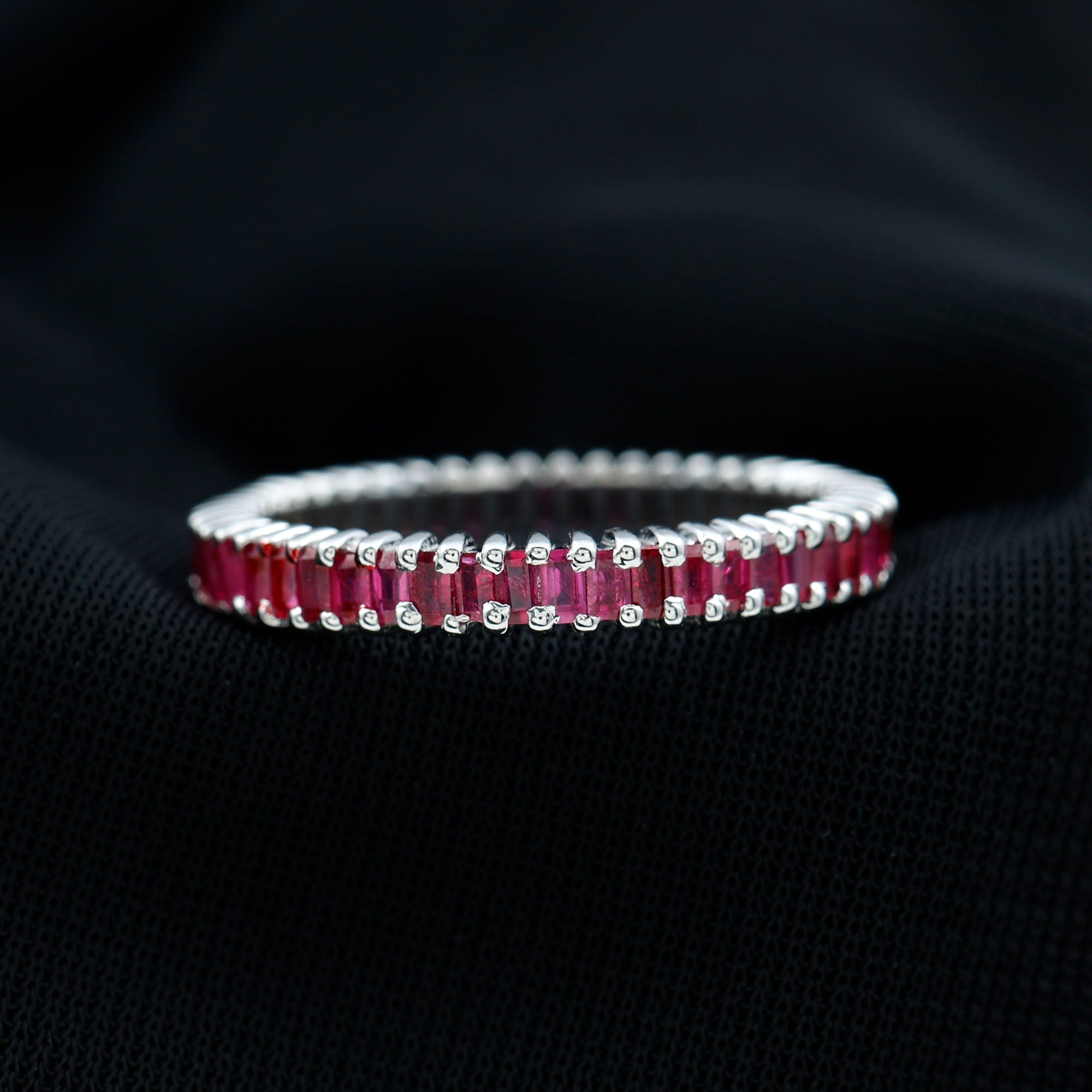 Real Baguette Ruby Full Eternity Ring for Women
