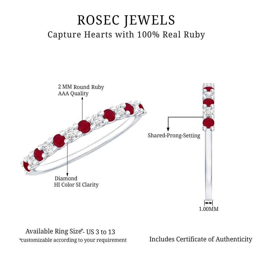 Natural Ruby Diamond Stackable Eternity Ring