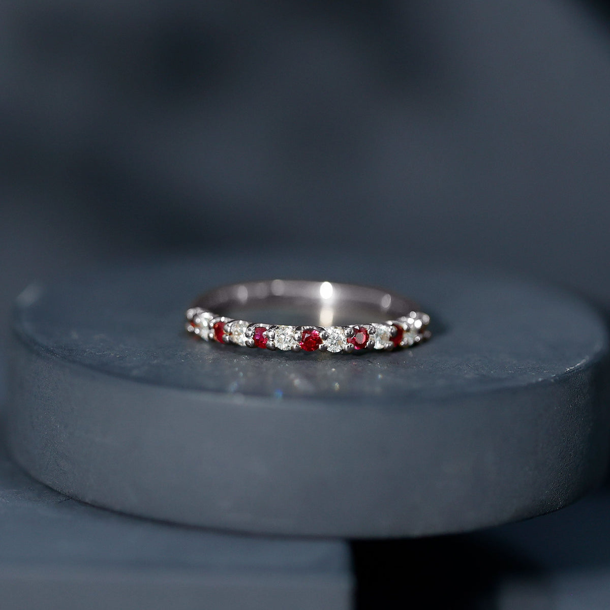 Natural Ruby Diamond Stackable Eternity Ring