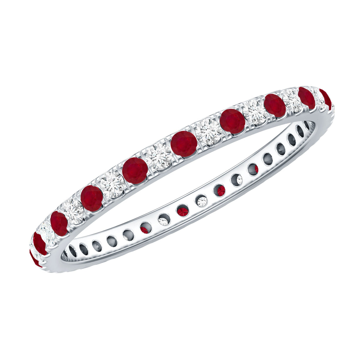 Real Ruby Full Eternity Stackable Ring with Lab Grown Diamond