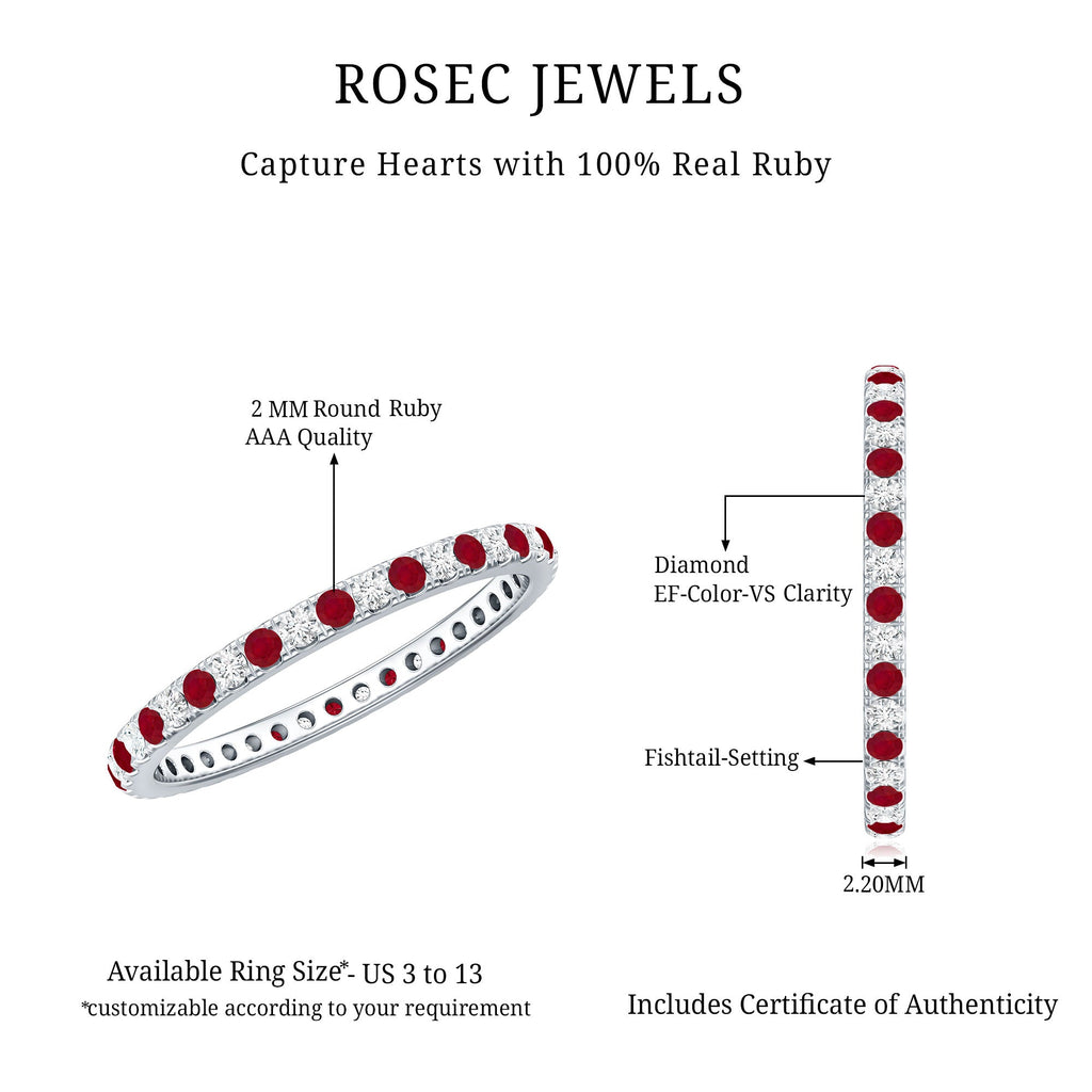 Real Ruby Full Eternity Stackable Ring with Lab Grown Diamond