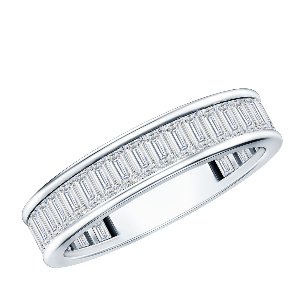 Baguette Cut Moissanite Wedding Band in Channel Setting