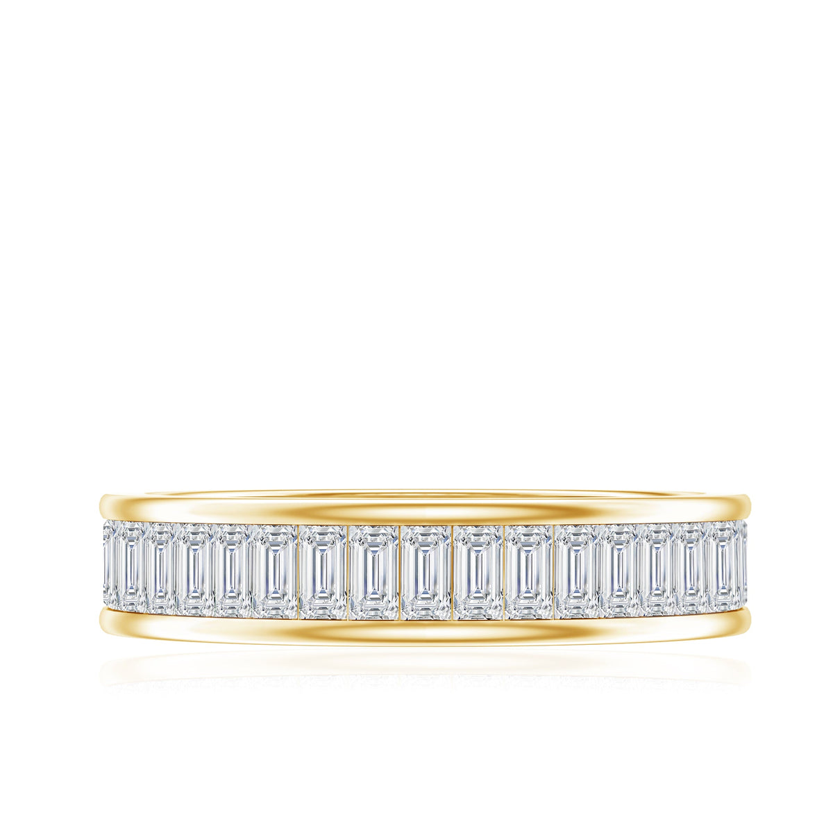 Baguette Cut Moissanite Wedding Band in Channel Setting