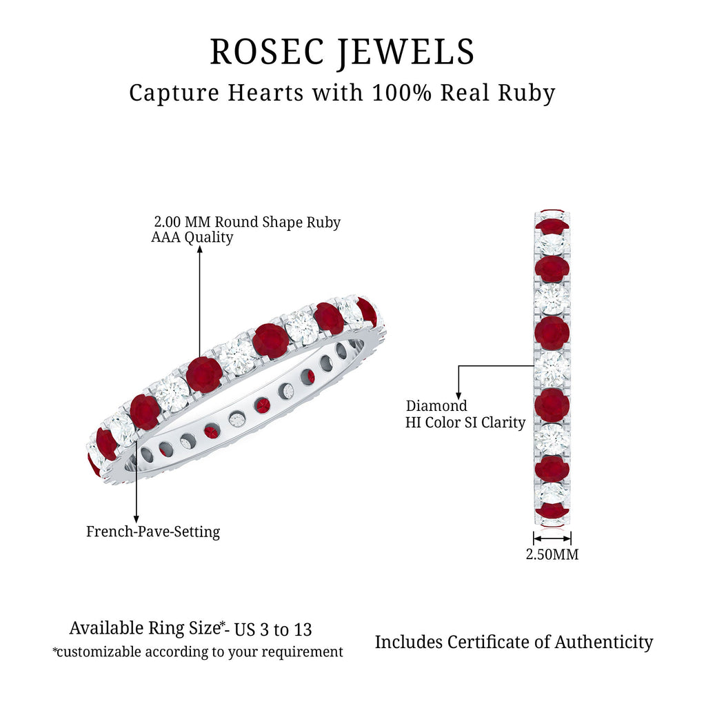 Natural Ruby Eternity Ring with Diamond for Women