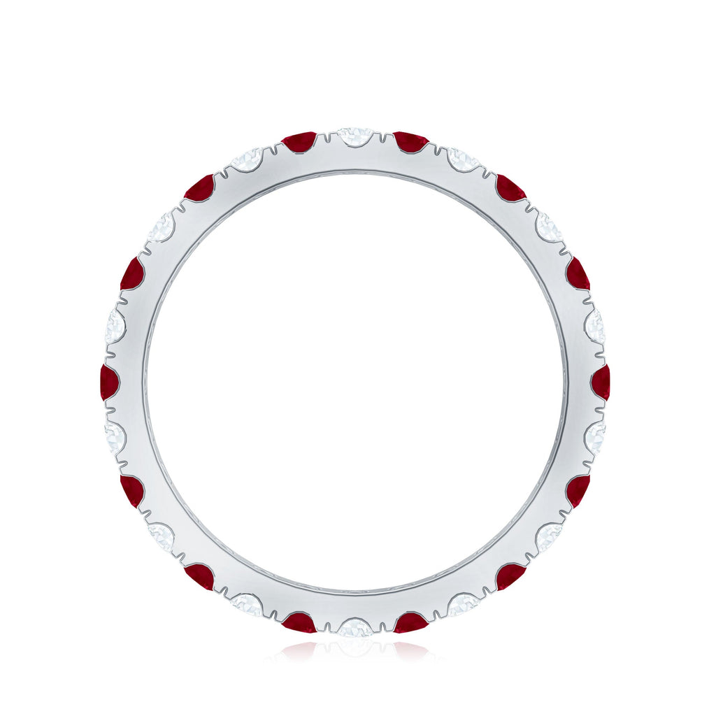 Natural Ruby Eternity Ring with Diamond for Women