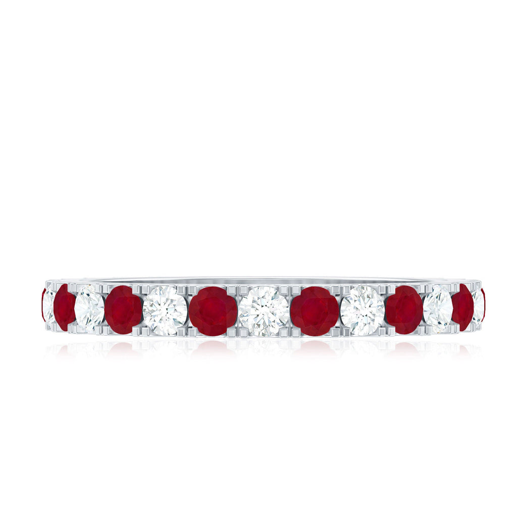 Natural Ruby Eternity Ring with Diamond for Women