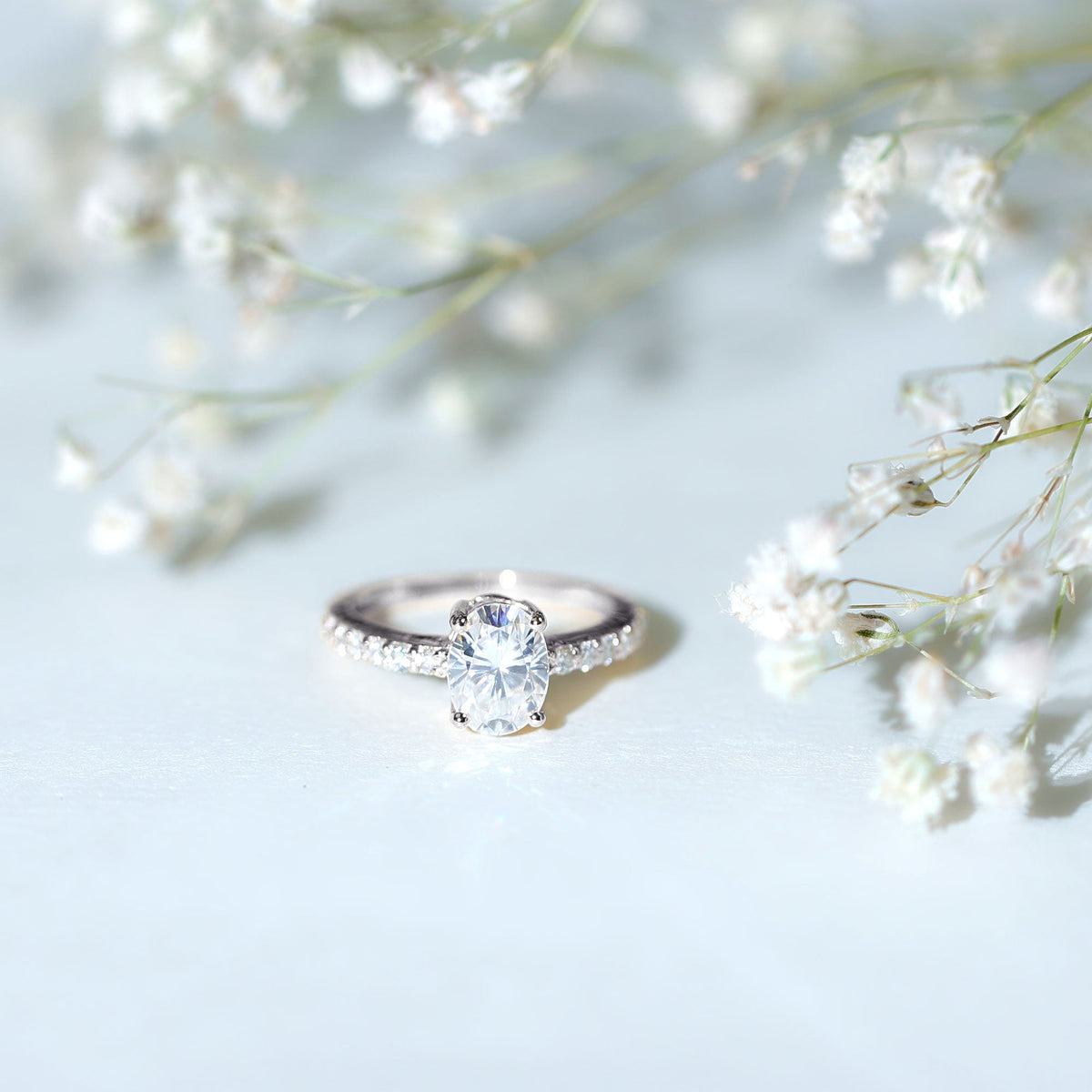 1 Carat Moissanite Oblong Engagement Ring for Women
