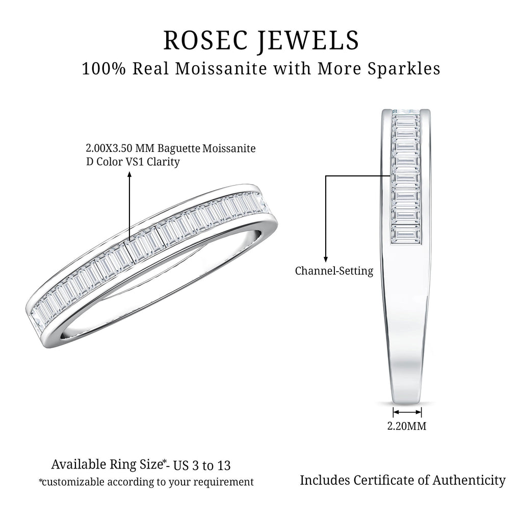 Channel Set Certified Moissanite Half Eternity Band Ring