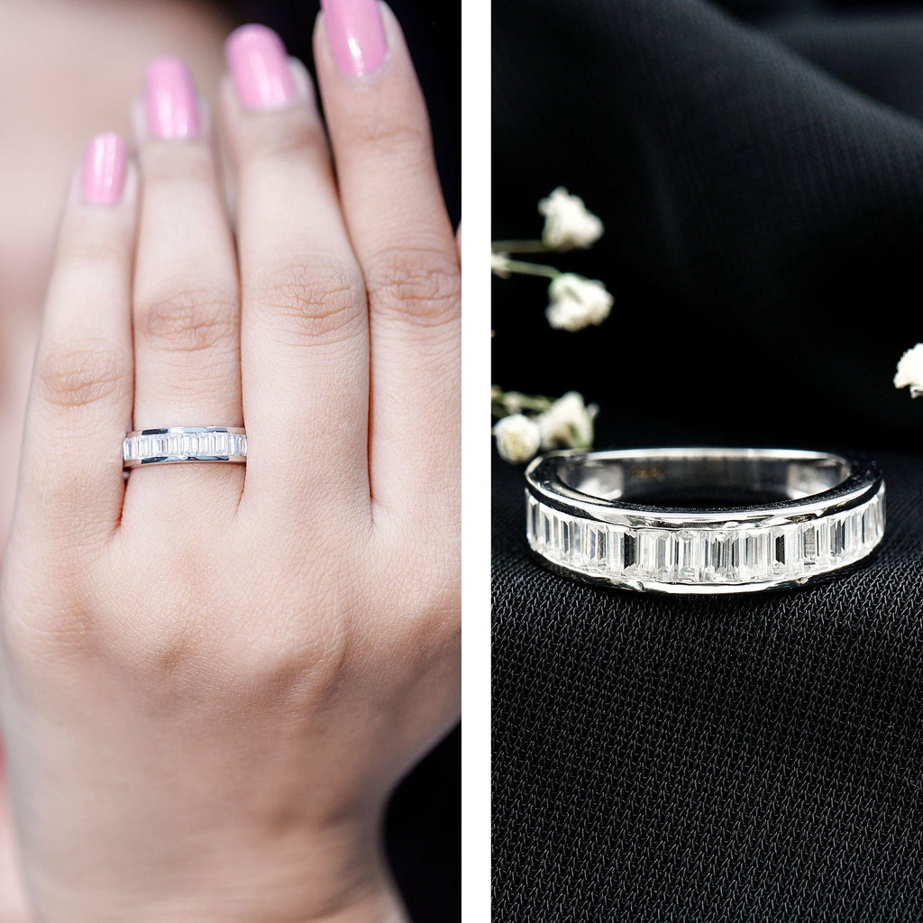 Channel Set Certified Moissanite Half Eternity Band Ring