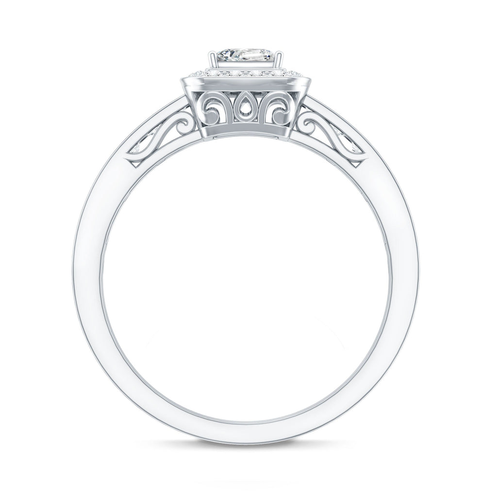 Lab Grown Diamond Princess Cut Engagement Ring with Halo