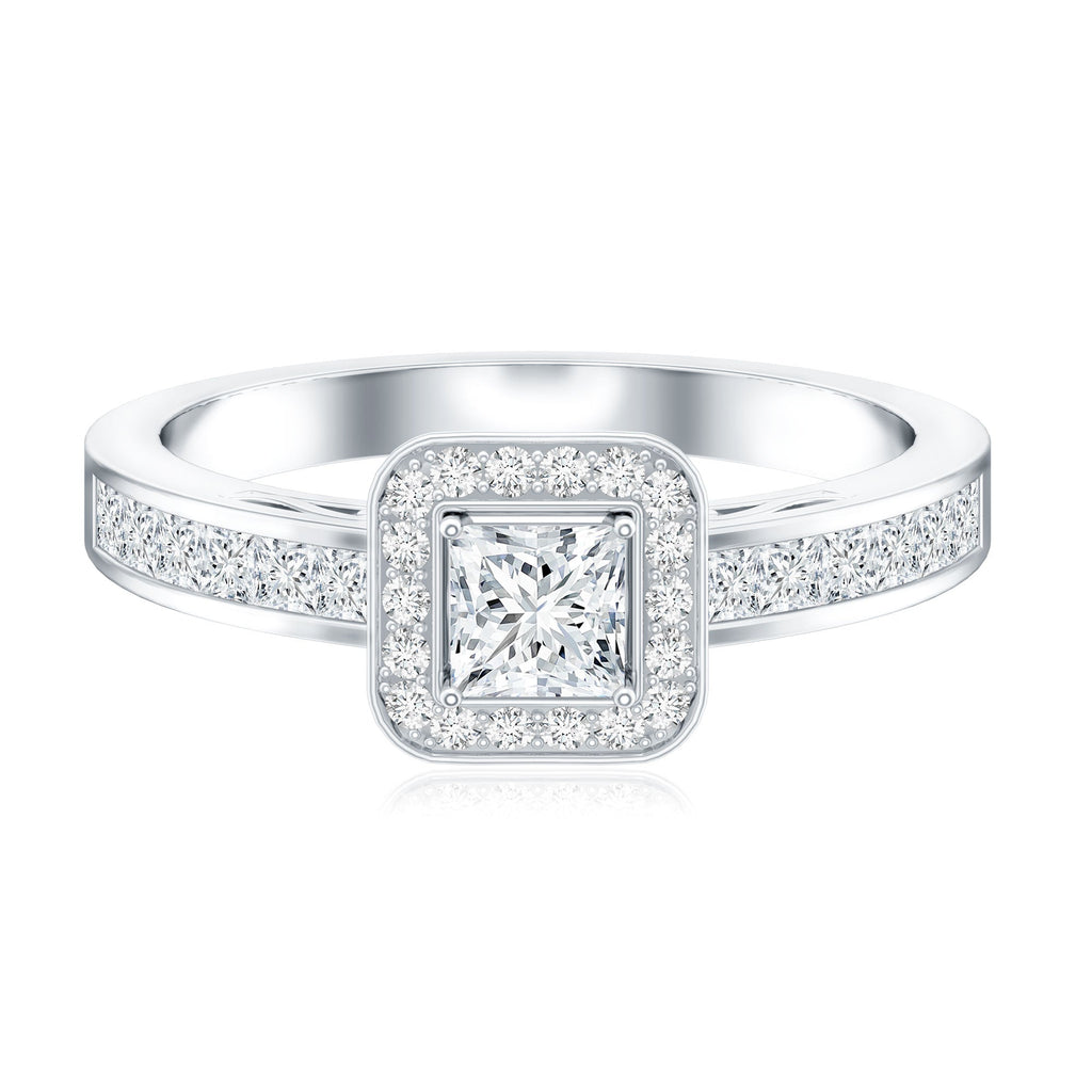 Lab Grown Diamond Princess Cut Engagement Ring with Halo