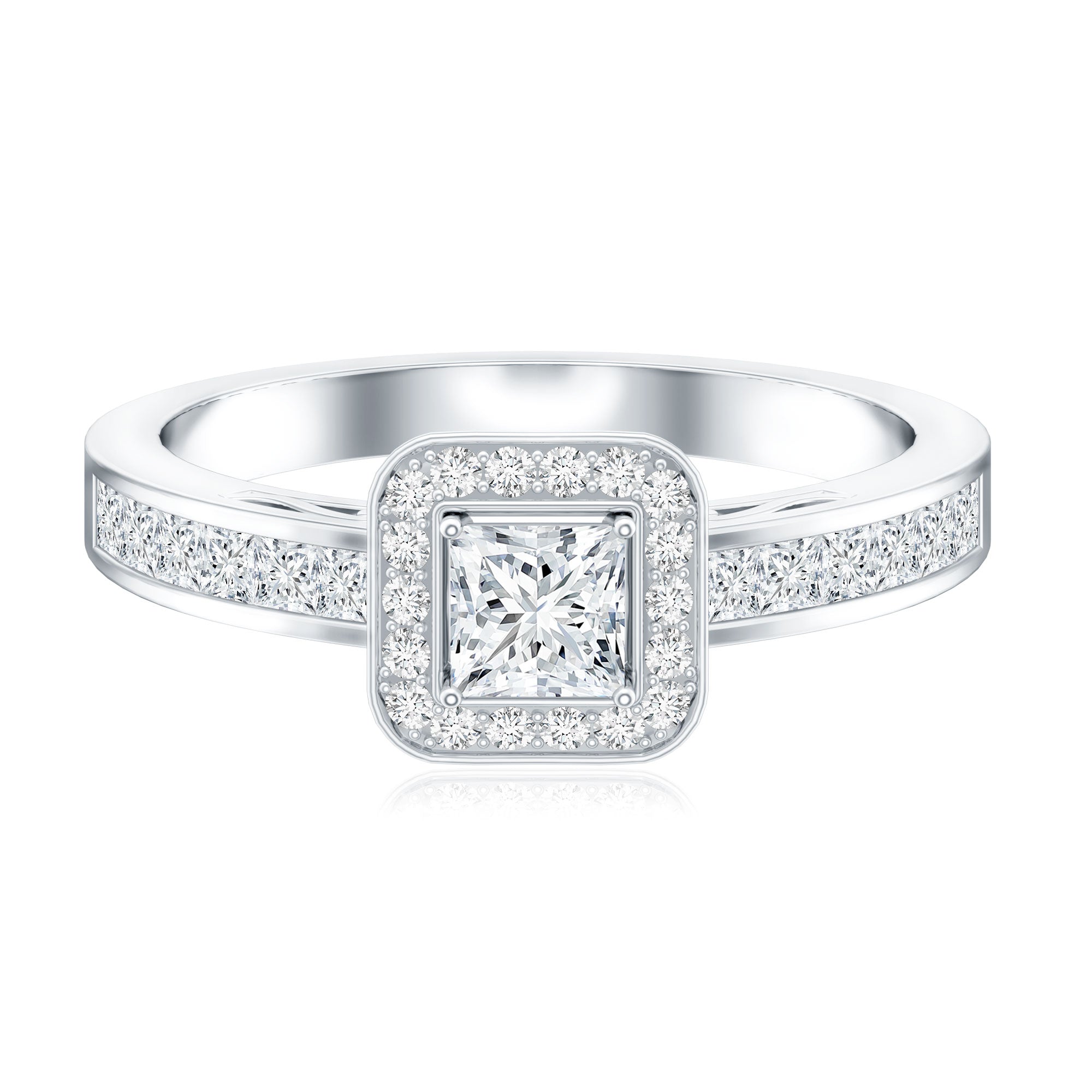 Lab Grown Diamond Princess Cut Engagement Ring with Halo