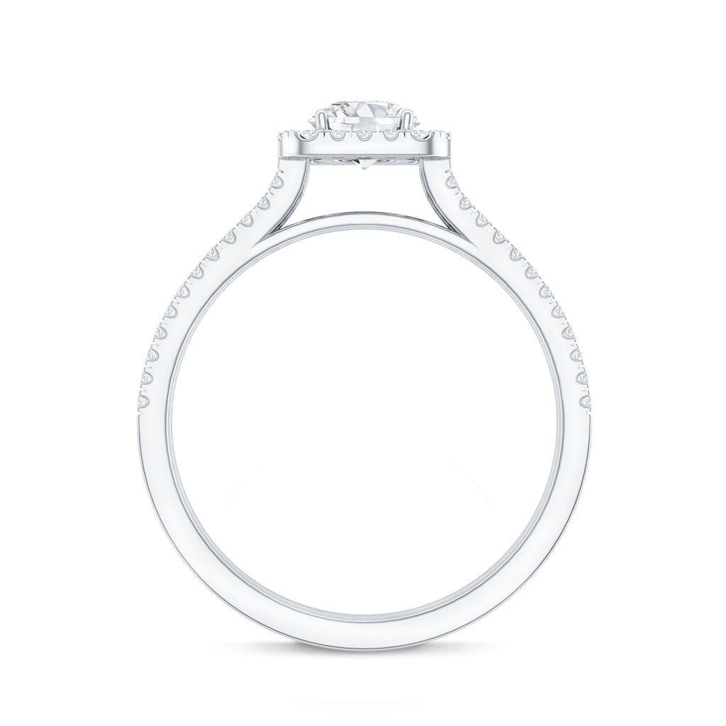 Classic Moissanite Double Band Engagement Ring with Halo