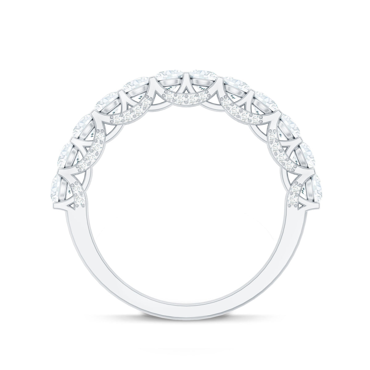 Trellis Set Moissanite Half Eternity Ring