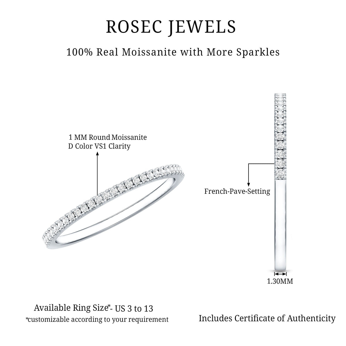 Moissanite Minimal Eternity Stackable Ring