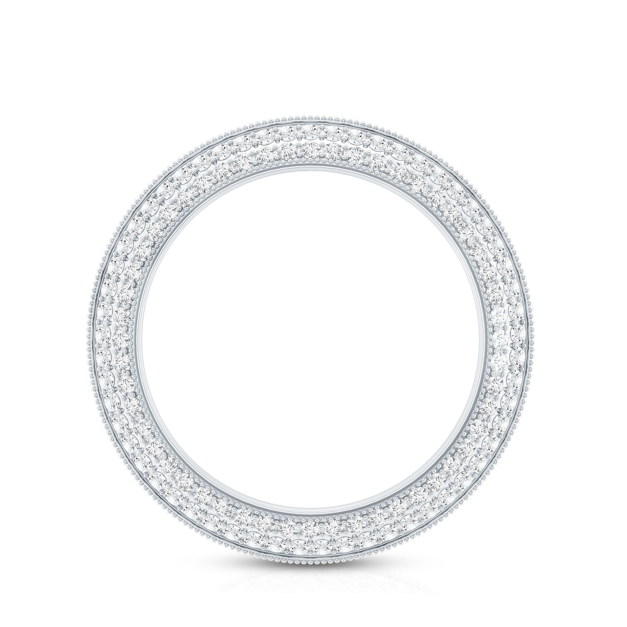 Pave Set Moissanite Eternity Band with Milgrain Detailing