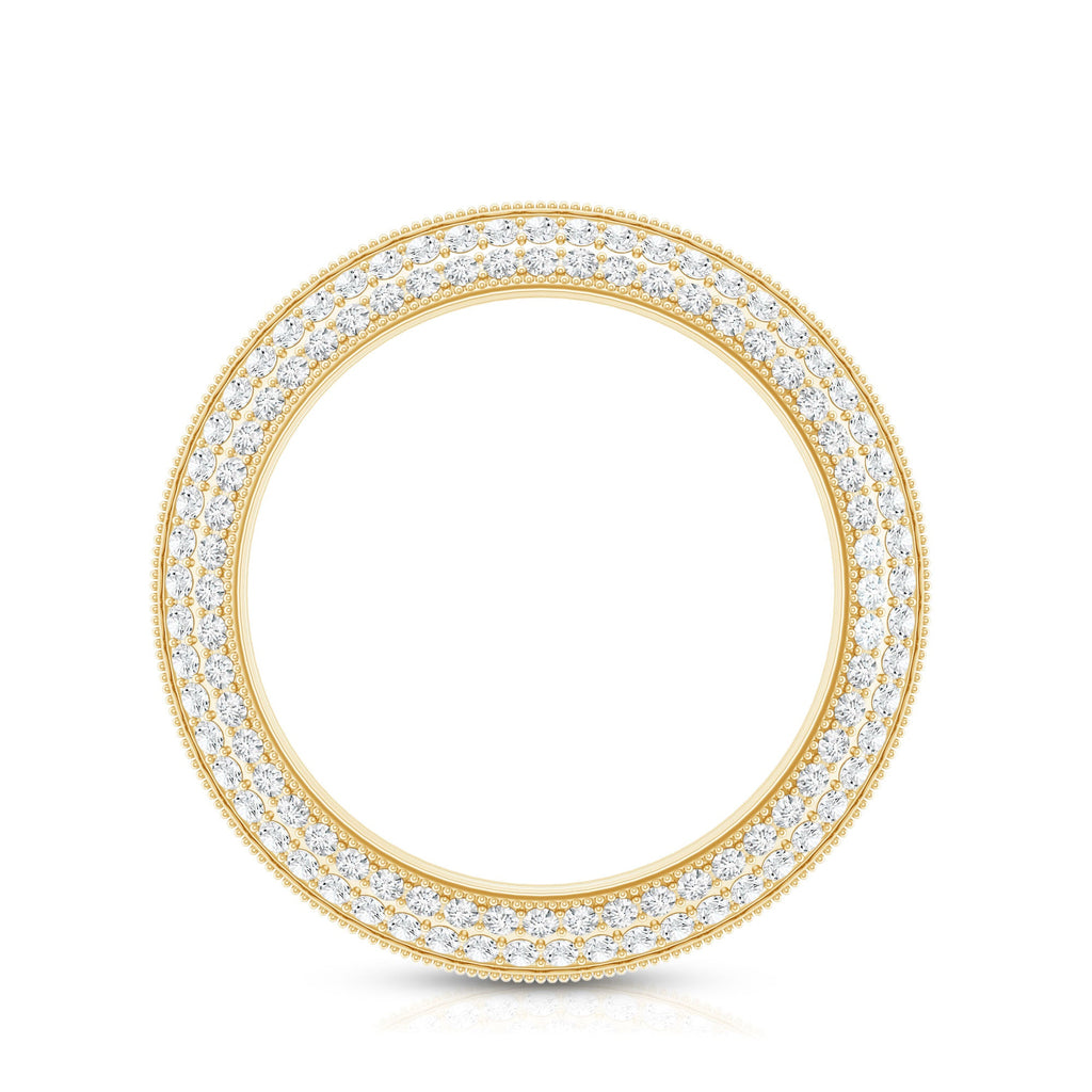 Pave Set Moissanite Eternity Band with Milgrain Detailing