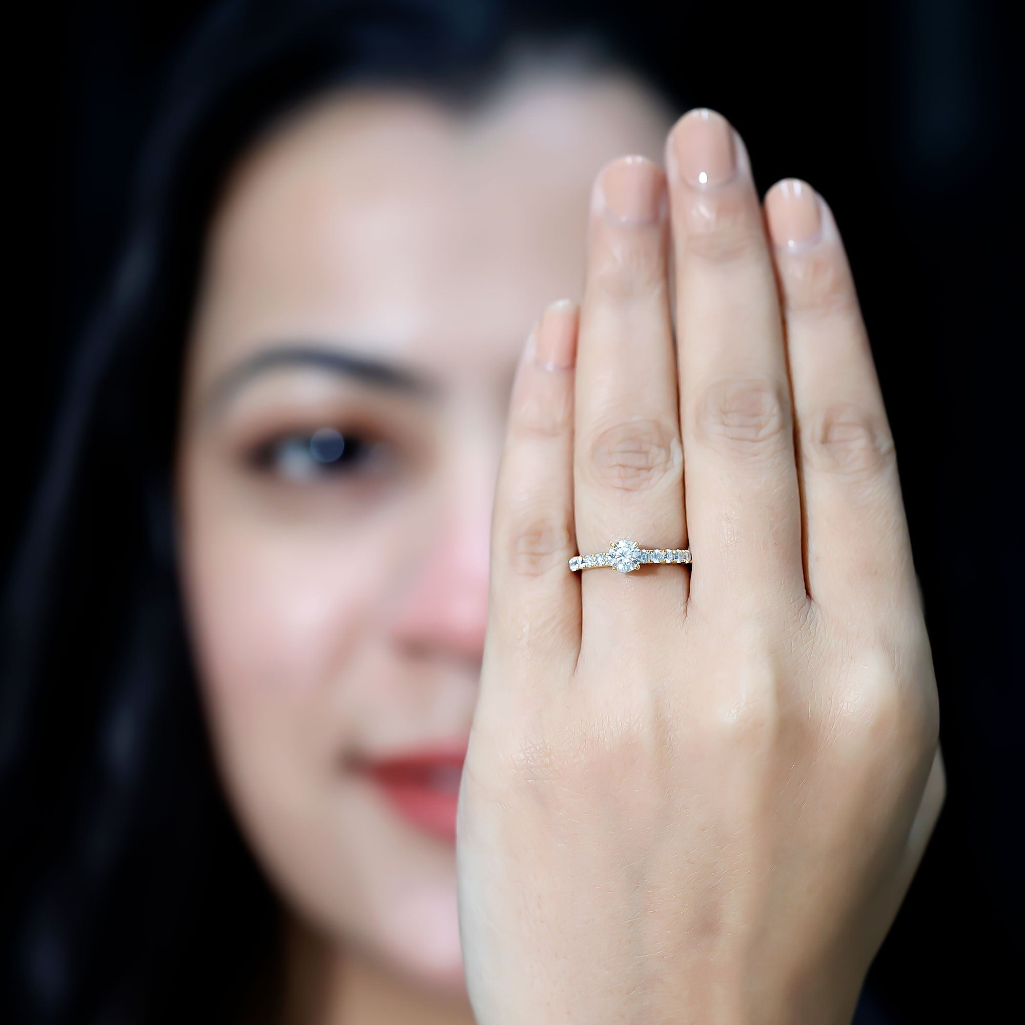 Certified 5 MM Moissanite Traditional Engagement Ring with Side Stones