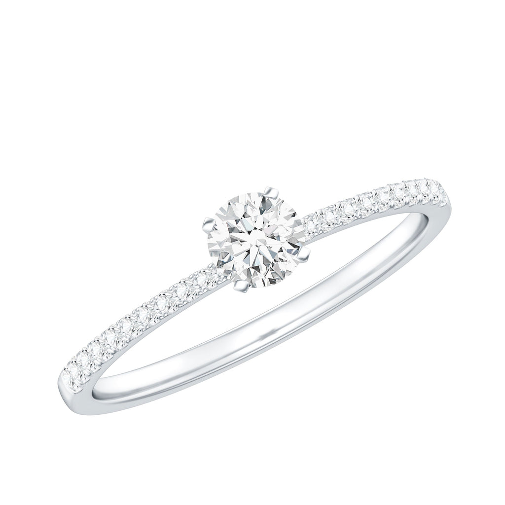 Certified 0.5 Carat Round Moissanite Solitaire Promise Ring