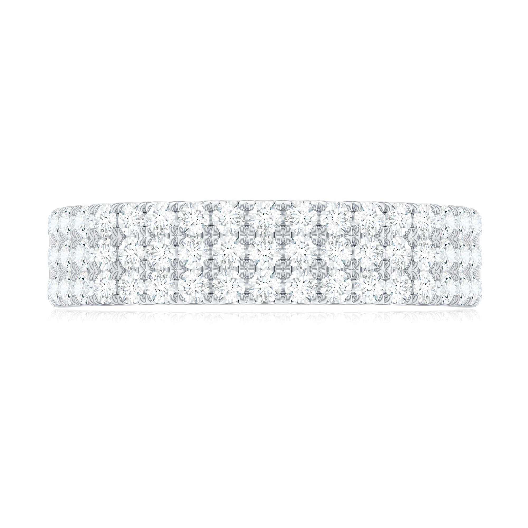 Three Row Moissanite Half Eternity Band Ring