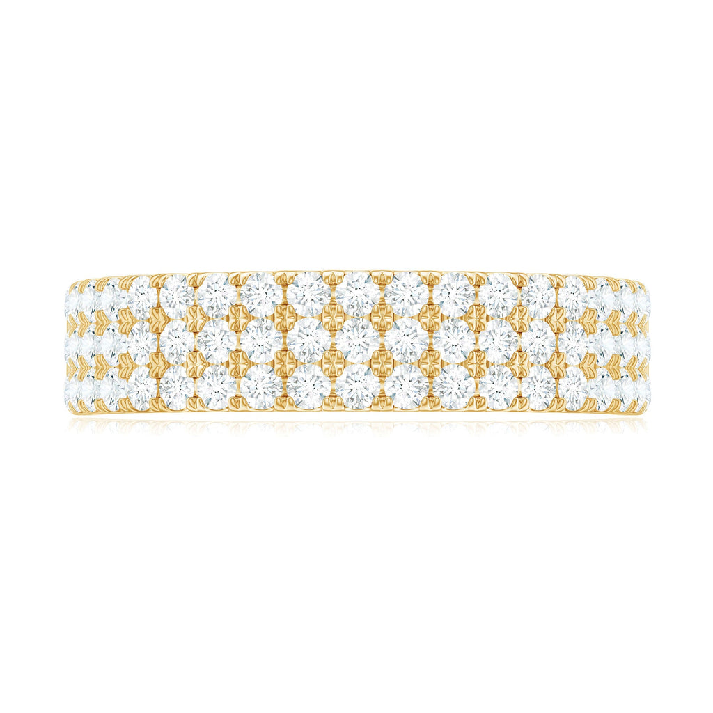 Three Row Moissanite Half Eternity Band Ring
