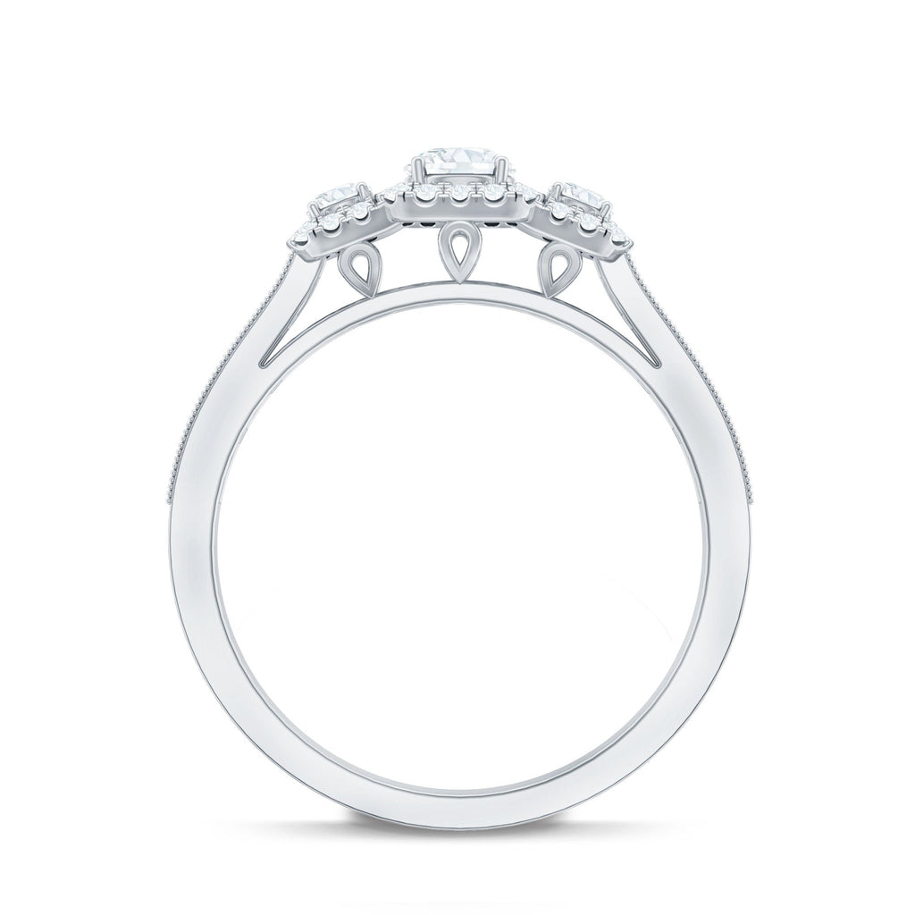 Vintage Style Moissanite 3 Stone Engagement Ring