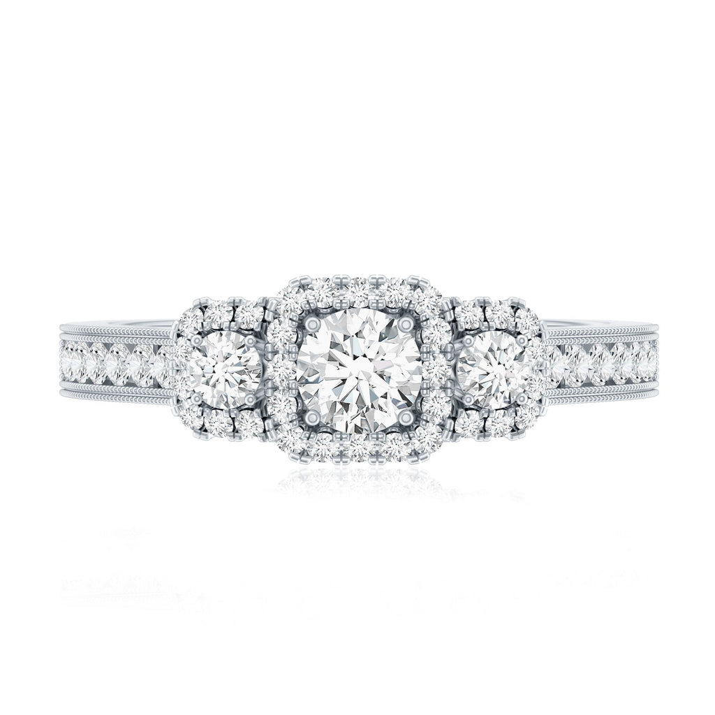 Vintage Style Moissanite 3 Stone Engagement Ring