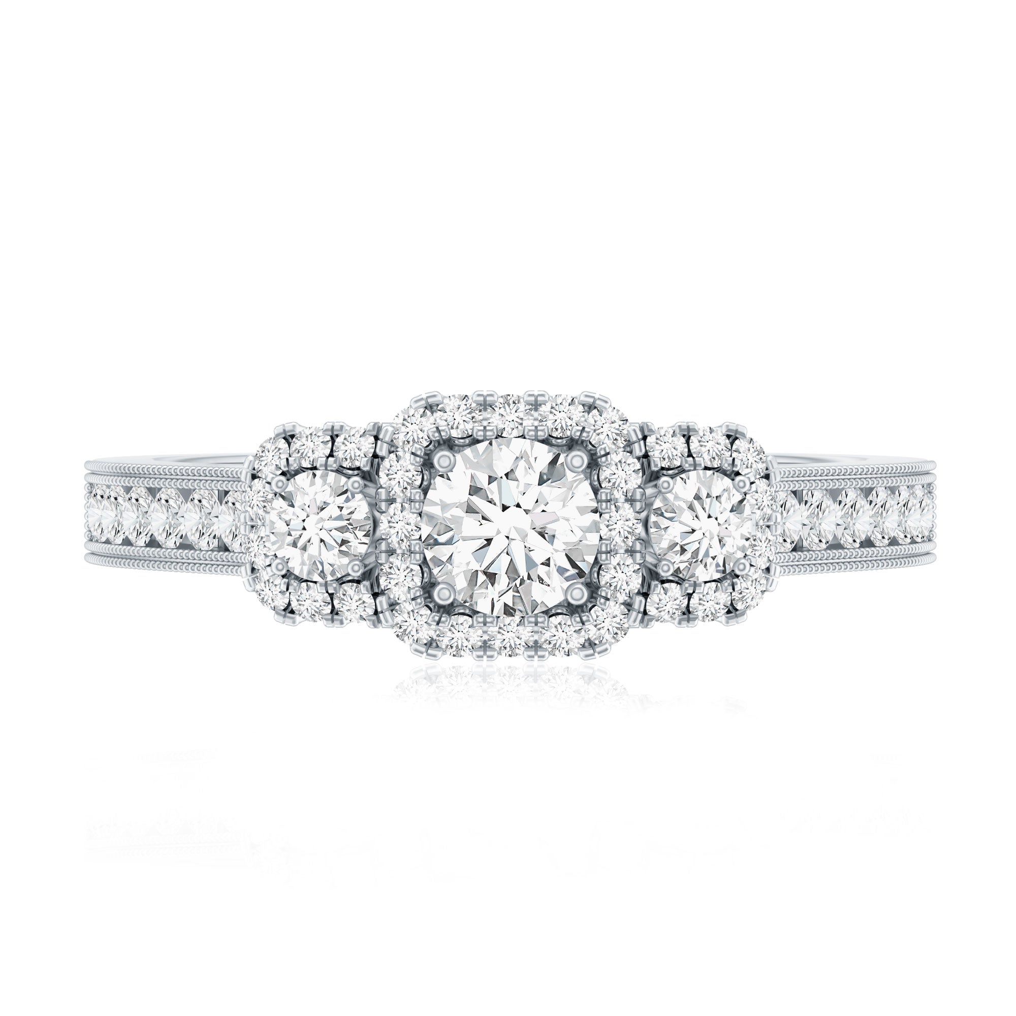 Vintage Style Moissanite 3 Stone Engagement Ring