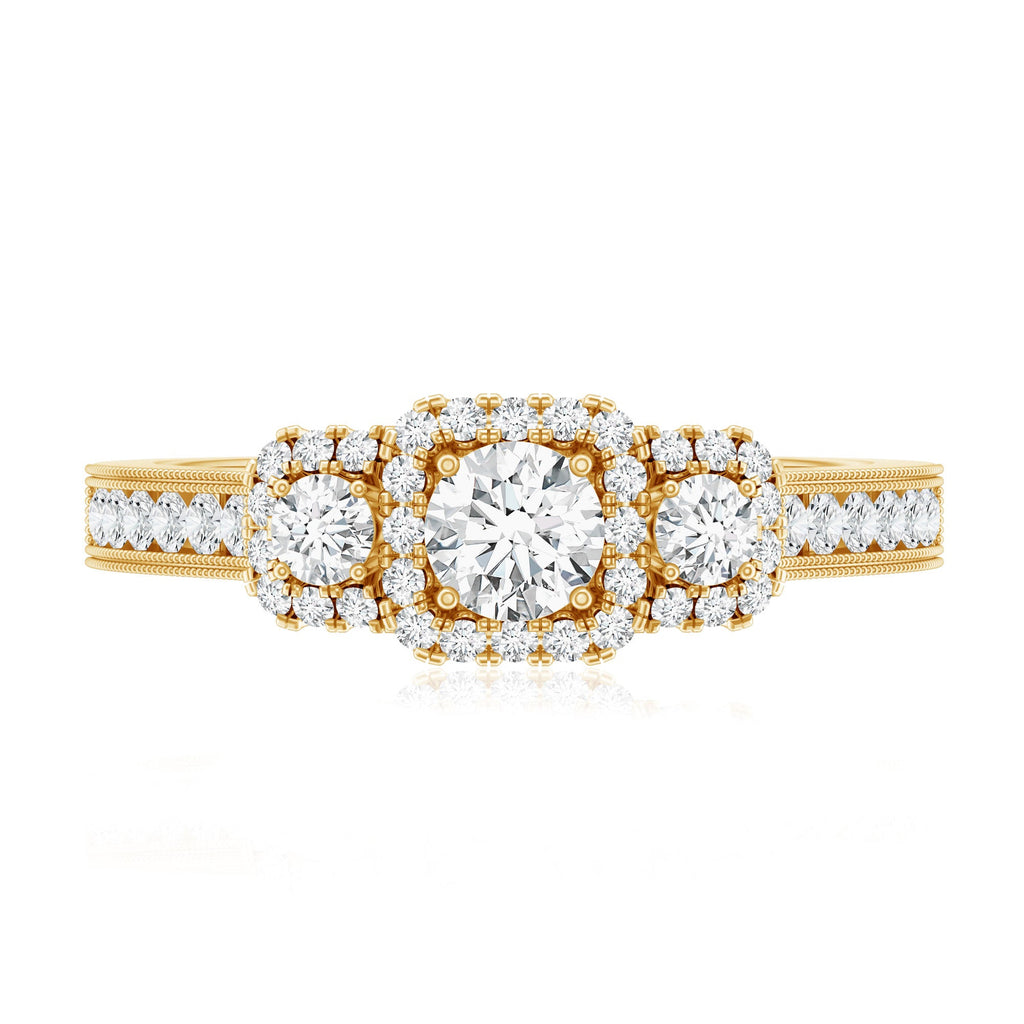 Vintage Style Moissanite 3 Stone Engagement Ring