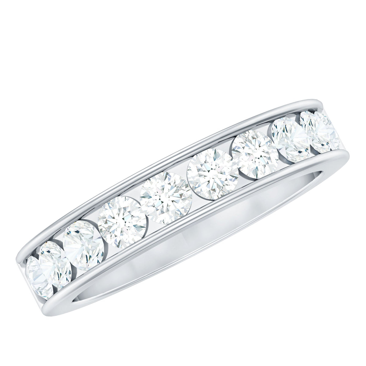 Channel Set Moissanite Half Eternity Band